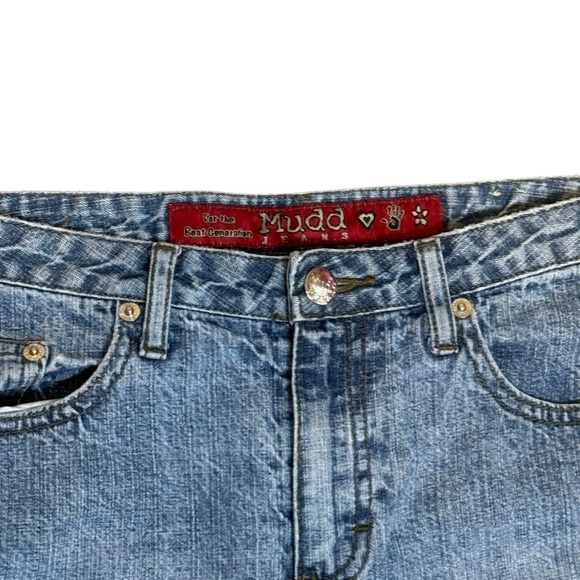Vintage 90s Y2K Mudd Jean Shorts 16R Medium Wash Stretch Casual Classic Denim - Picture 2 of 10